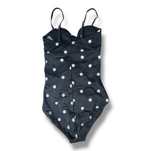 Women's Polka Dots Tab-Front Scoop Neck One Piece Swimsuit Shade & Shore Black S
